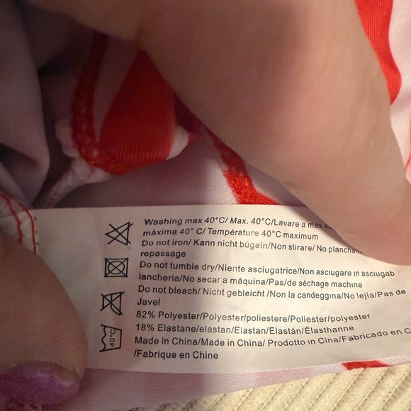 Red and White Striped Swim 2 Piece with Ruched Detail - Picture 5 of 14